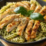 Pesto Pasta with Crispy Parmesan Chicken