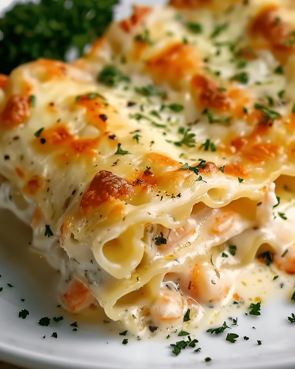 Creamy Seafood Lasagna Rolls