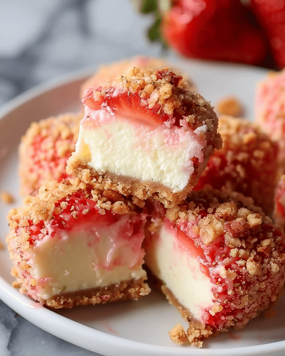Strawberry Crunch Cheesecake Bites