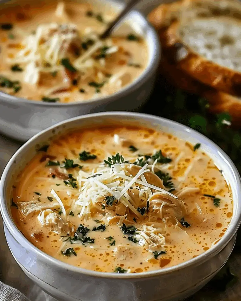 Crock Pot Creamy Chicken Parmesan Soup