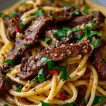 Creamy Garlic Parmesan Steak Pasta
