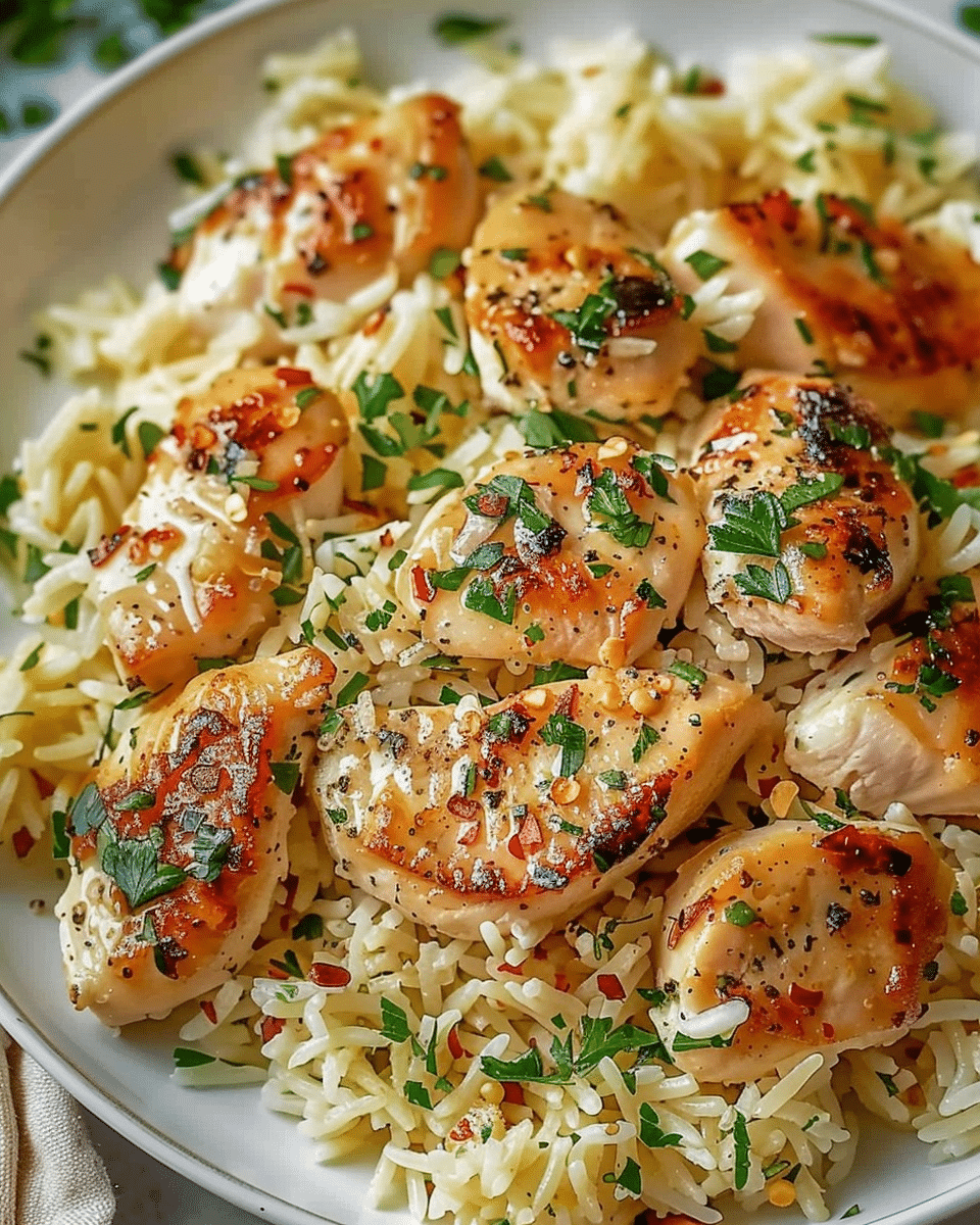 Chicken Scampi with Garlic Parmesan Rice