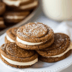 Ginger Molasses Sandwich Cookies with Eggnog Frosting