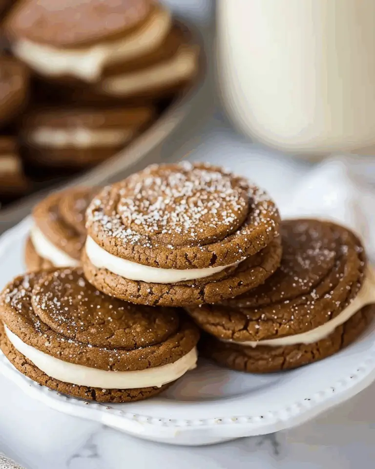 Ginger Molasses Sandwich Cookies with Eggnog Frosting
