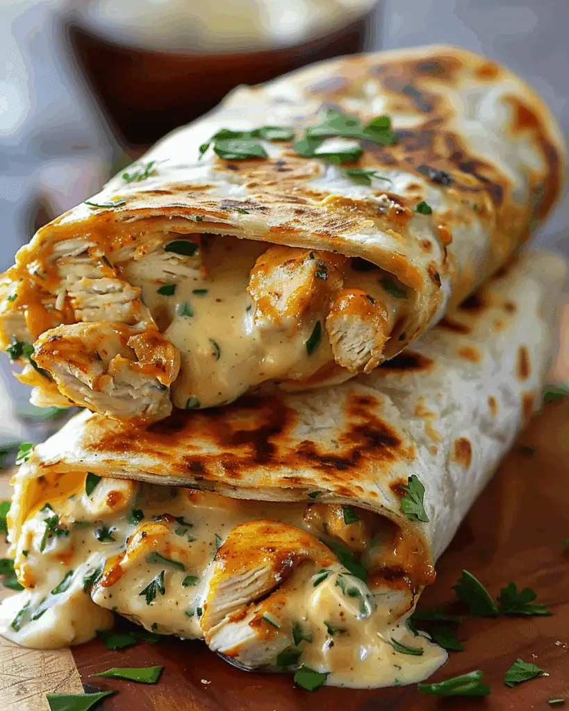 Ooey-Gooey Cheesy Garlic Chicken Wraps You’ll Devour