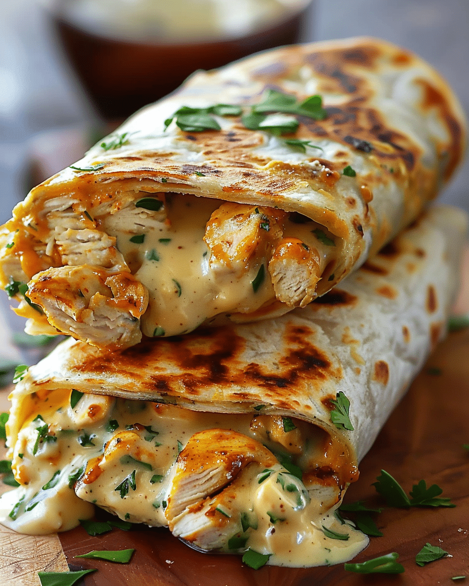 Ooey-Gooey Cheesy Garlic Chicken Wraps You’ll Devour