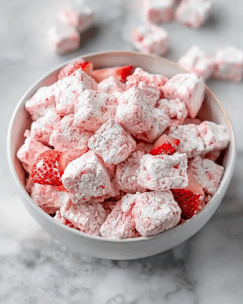 Easy Strawberry Shortcake Puppy Chow