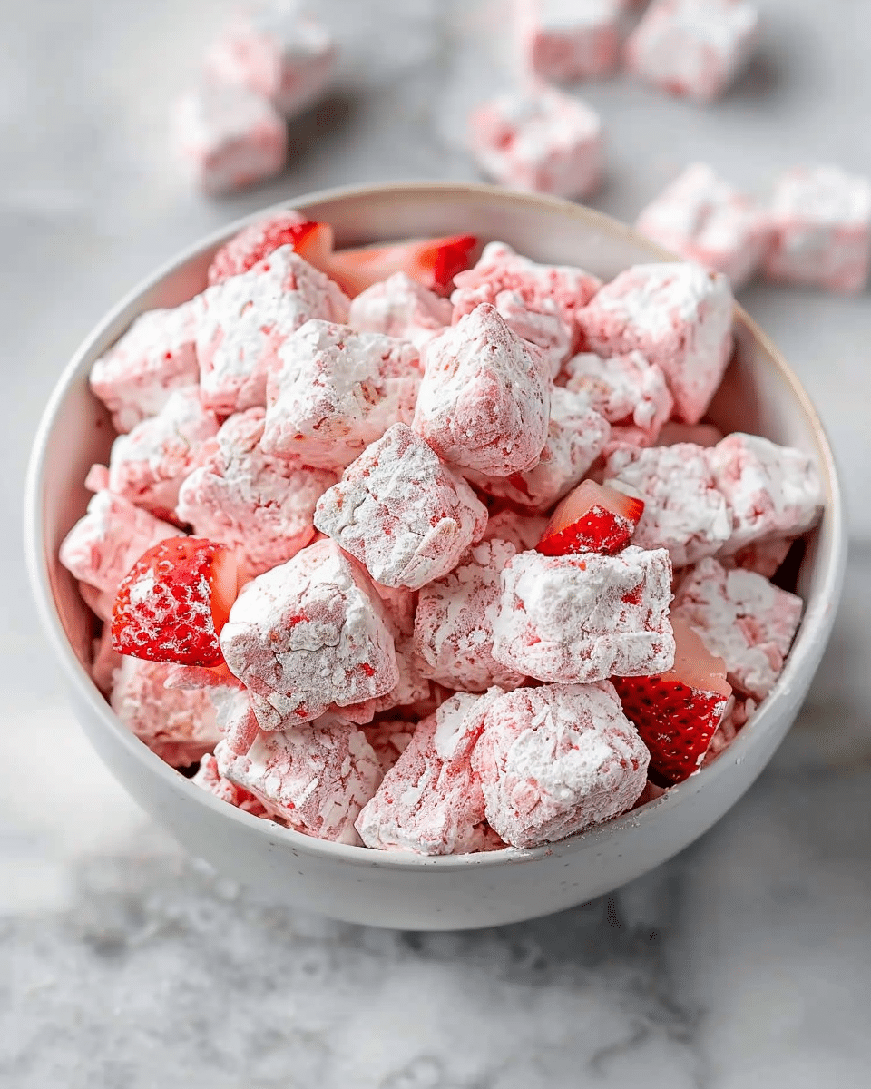 Easy Strawberry Shortcake Puppy Chow
