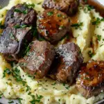 Garlic Butter Beef Bites with Mashed Potatoes