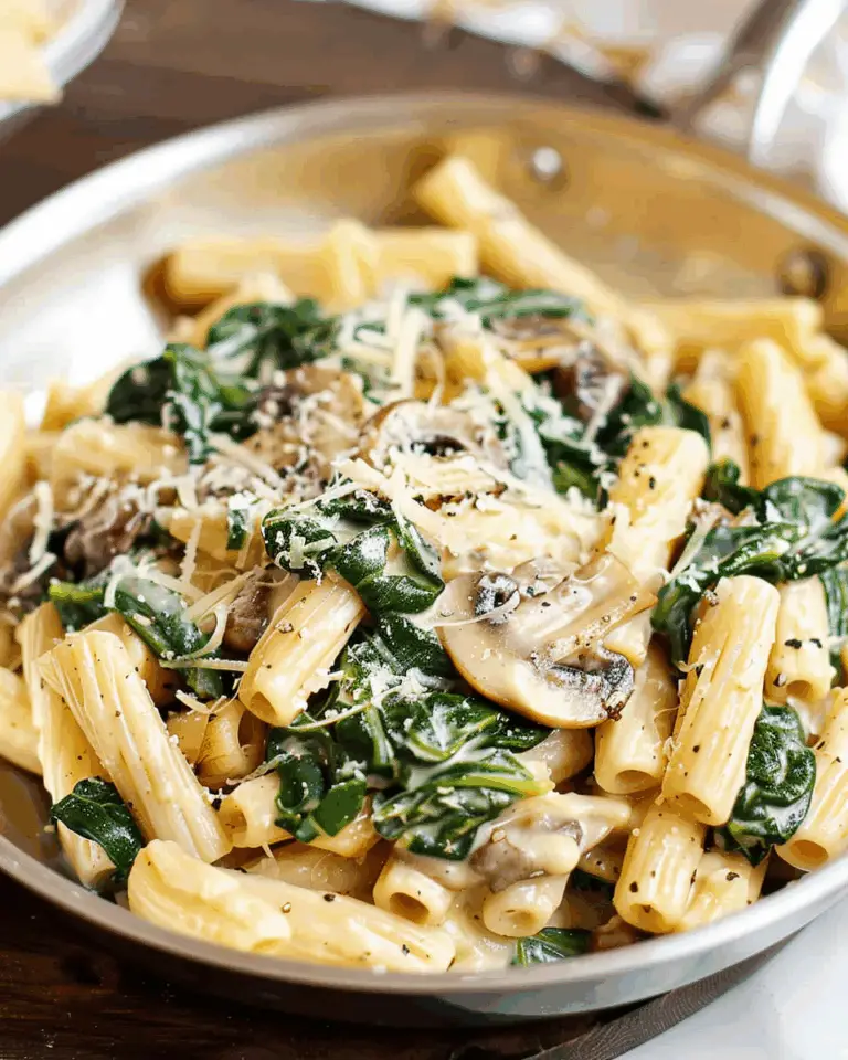 Creamy Parmesan Spinach Mushroom Pasta