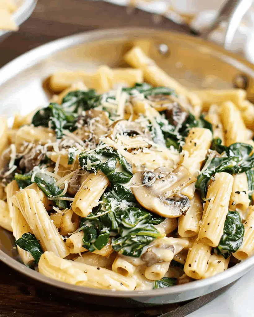 Creamy Parmesan Spinach Mushroom Pasta