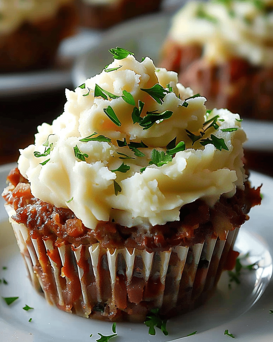 Meatloaf Cupcakes with Whipped Potatoes