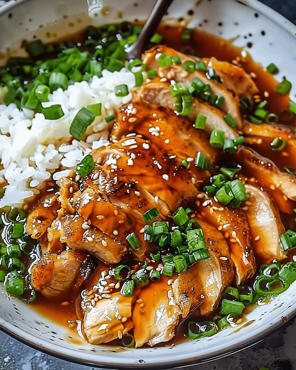 Caramelised Soy Chicken in Garlic Ginger Broth with Rice