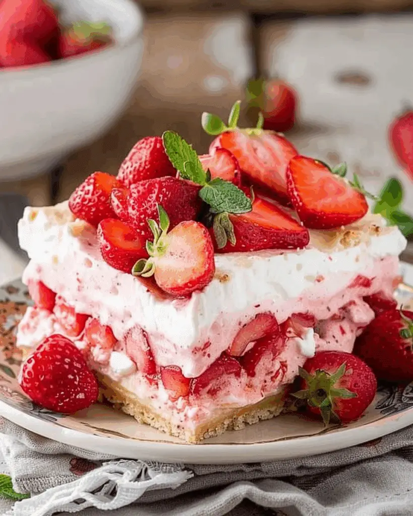 No Bake Strawberry Lasagna