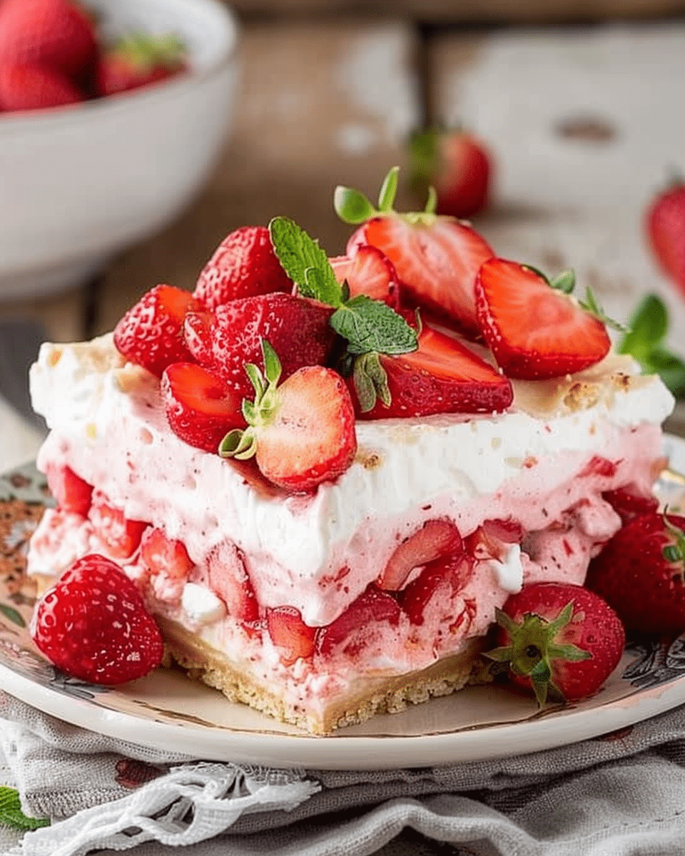 No Bake Strawberry Lasagna