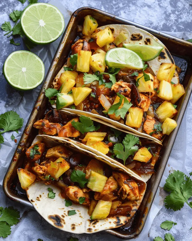 One Pan Chicken & Pineapple Tacos