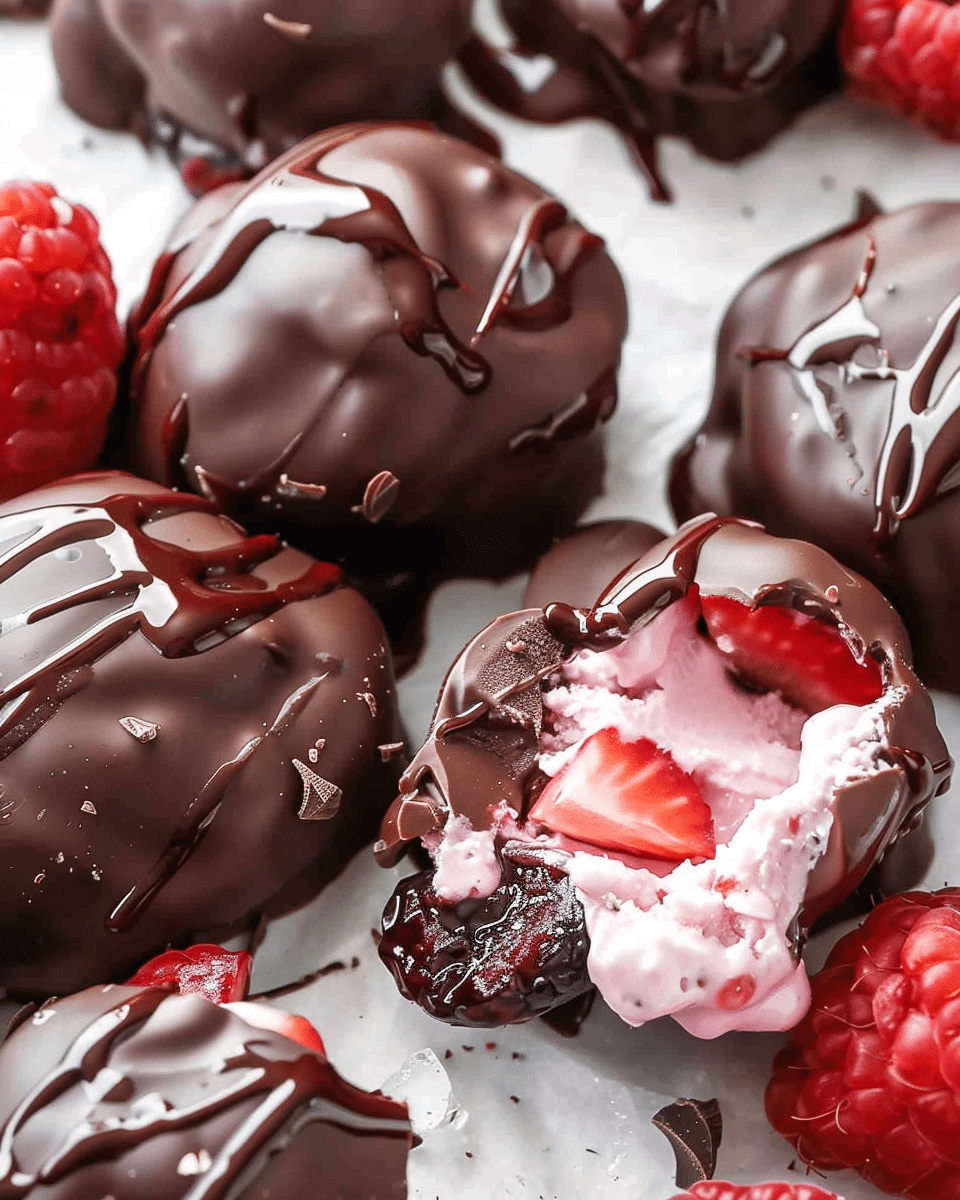 Chocolate Strawberry Frozen Yogurt Bites – Easy