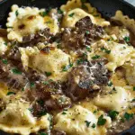 One-Skillet Garlic Butter Steak & Cheese Ravioli