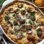 Creamy Beef & Mushroom Rice Bake