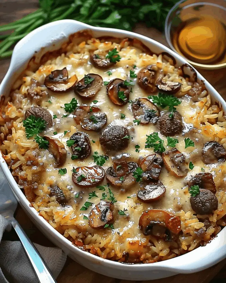Creamy Beef & Mushroom Rice Bake
