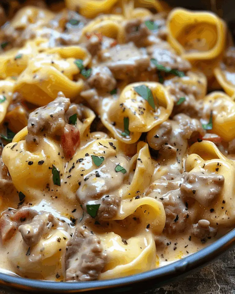 Cheesesteak Tortellini in Creamy Provolone Sauce