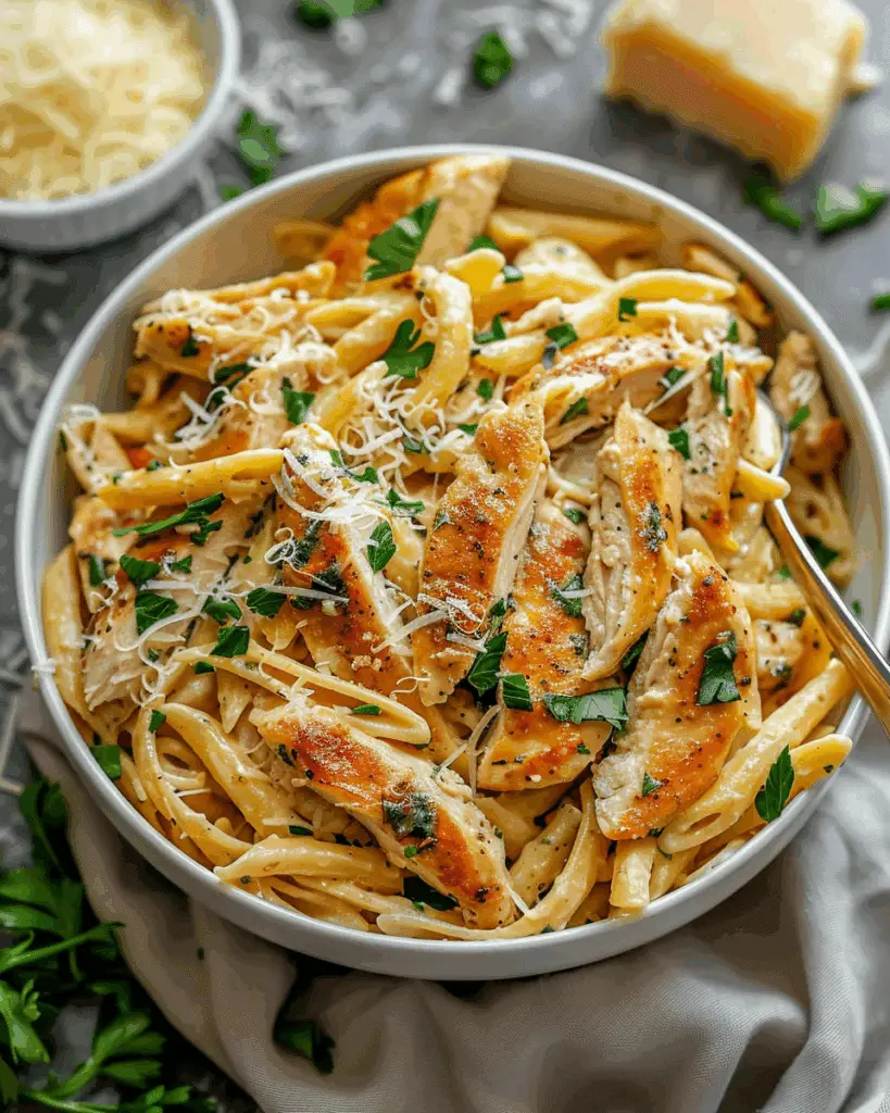 Healthy Garlic Parmesan Chicken Pasta
