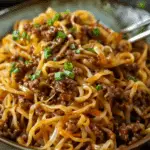 Ground Mongolian Beef Noodles