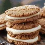 Ginger Molasses Sandwich Cookies with White Chocolate Eggnog Frosting