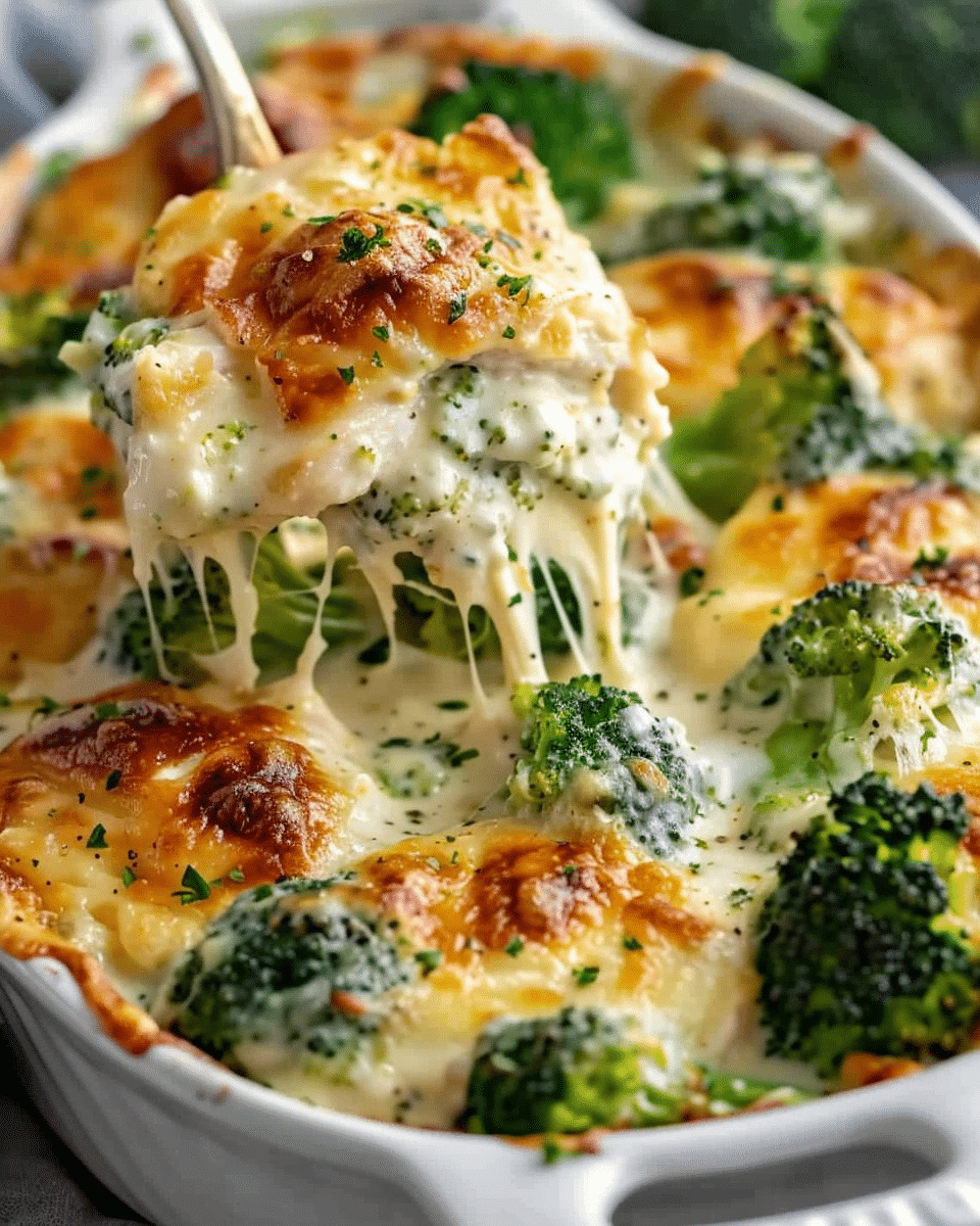 Cheesy Ranch Chicken & Broccoli Bake with Garlic Cream Sauce