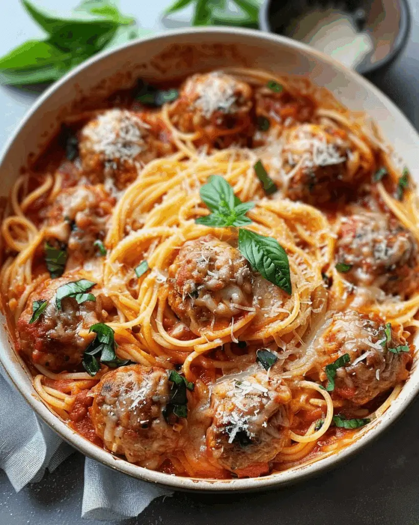 Baked Spaghetti and Meatballs Casserole