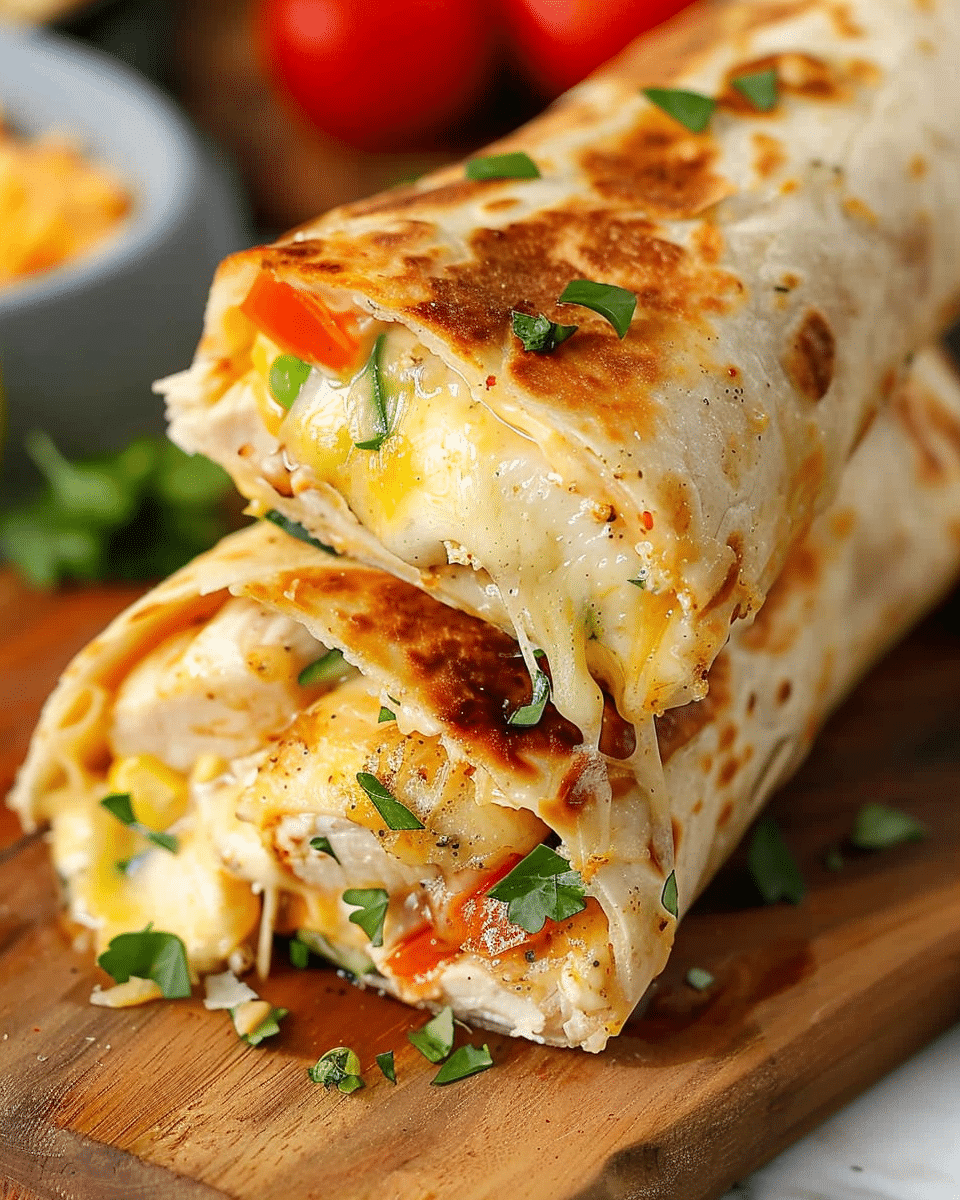Cheesy Garlic Chicken Wraps