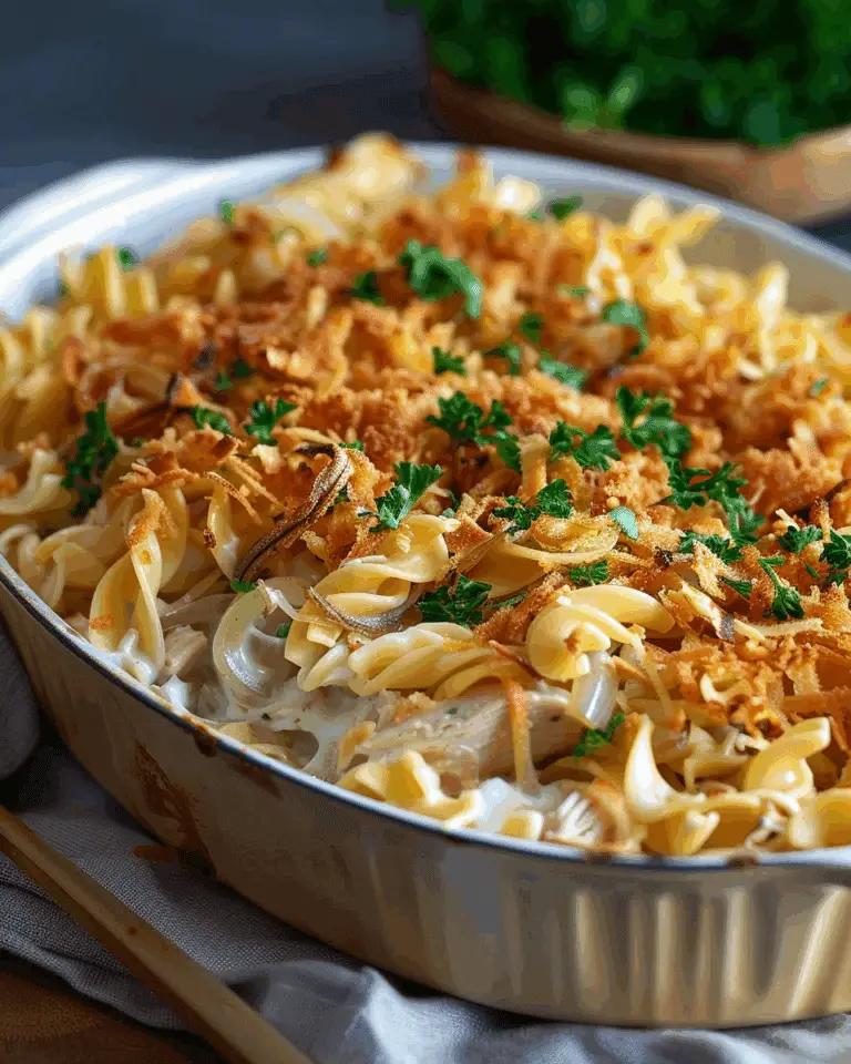 French Onion Chicken Noodle Casserole