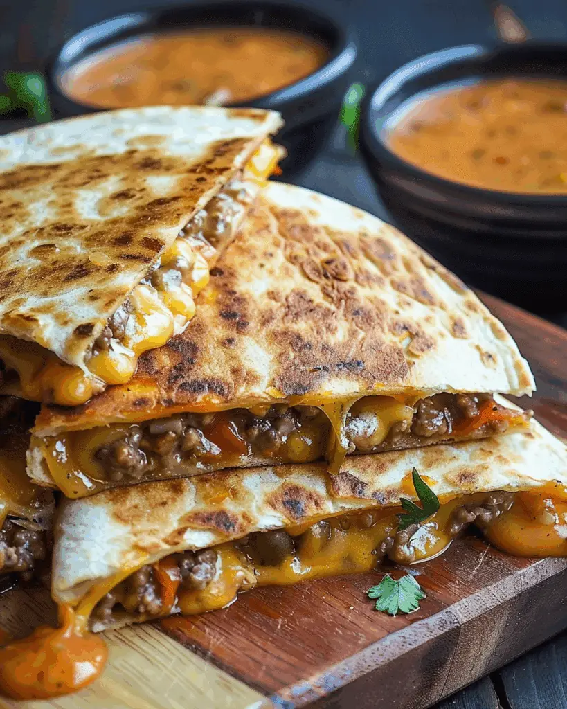 Cheeseburger Quesadillas with Homemade Burger Sauce