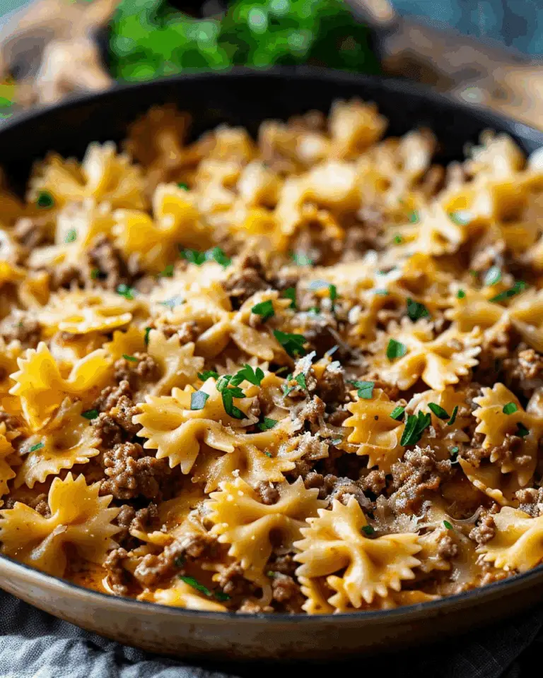 Garlic Butter Bowtie Pasta with Ground Beef