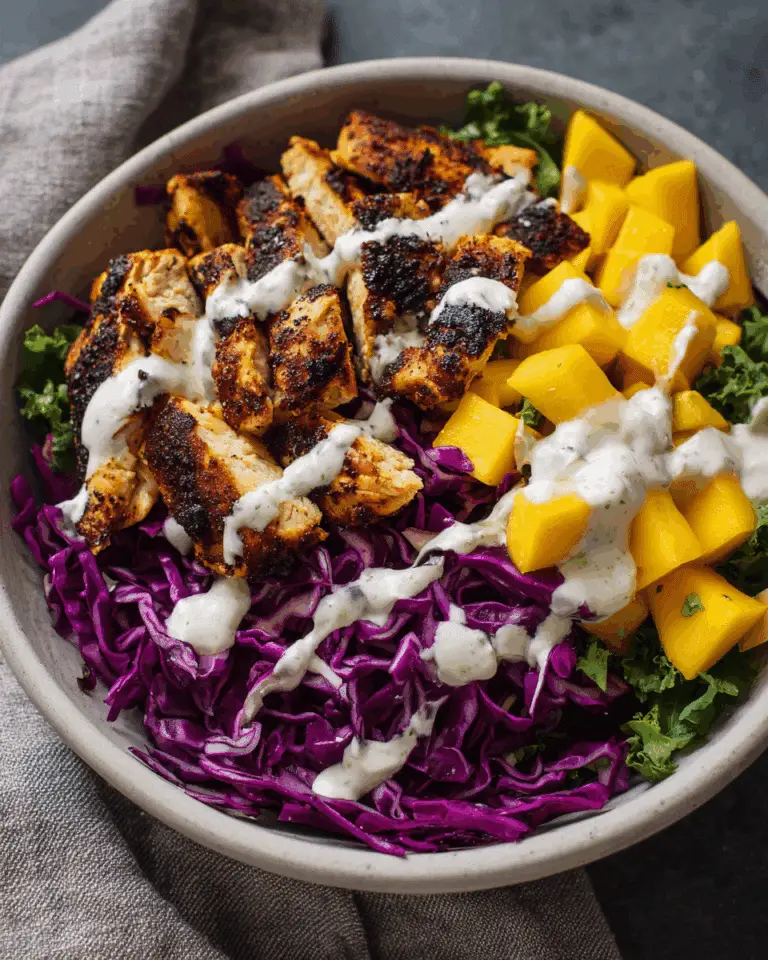 Jerk Chicken with Mango Slaw and Honey Lime Cream