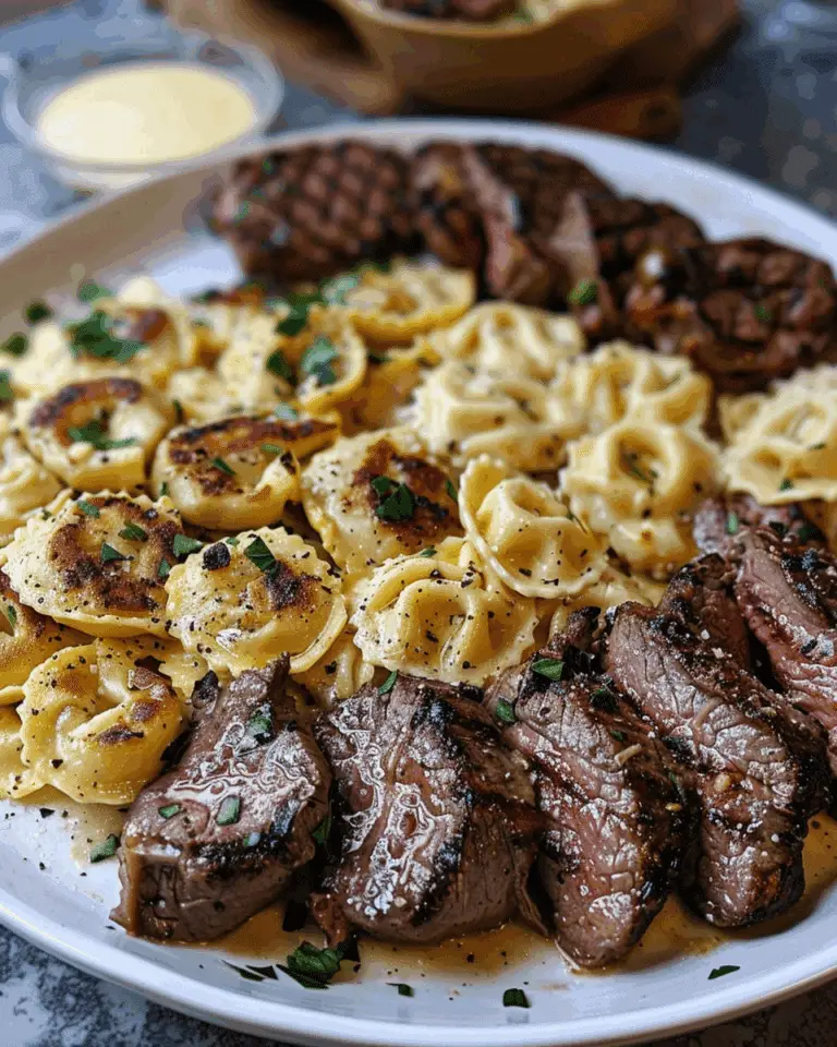Garlic Butter Steak Bites with Alfredo Tortellini