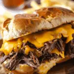 Slow Cooker Cheddar Beef Sandwiches