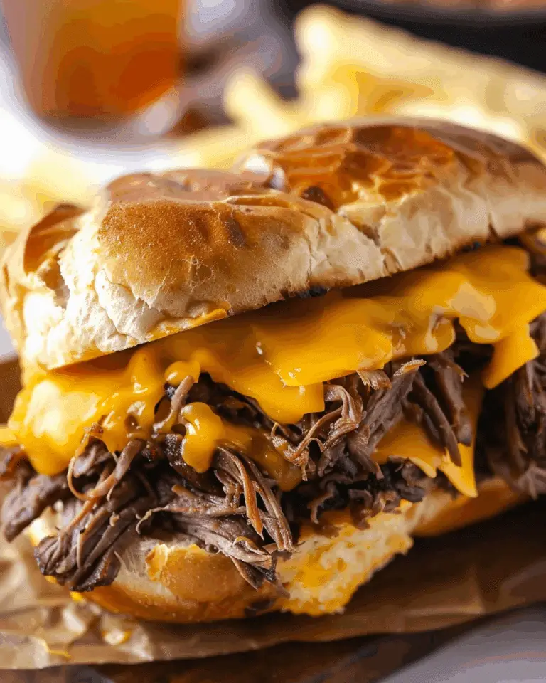 Slow Cooker Cheddar Beef Sandwiches