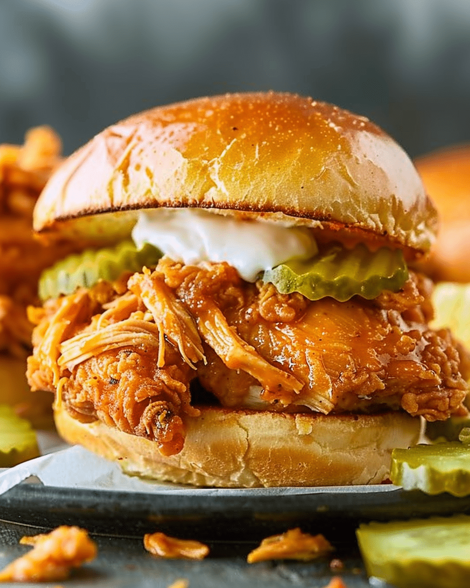 Slow Cooker Nashville Hot Chicken Sandwiches