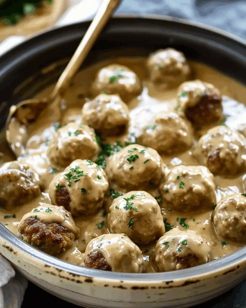 Crockpot Swedish Meatballs with Creamy Gravy