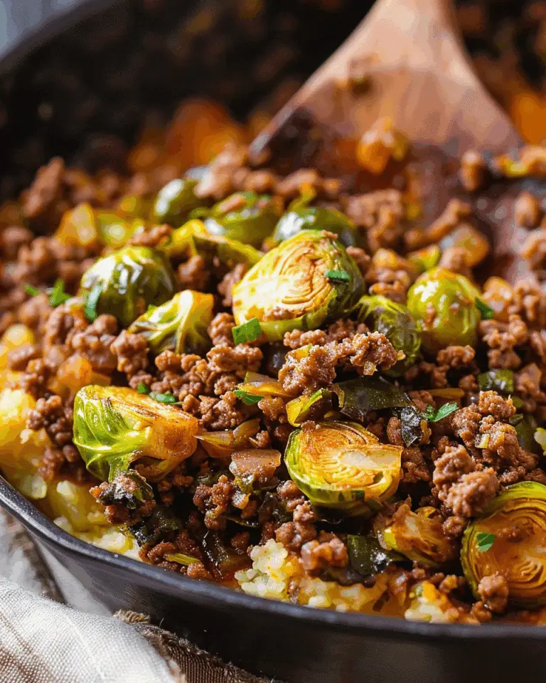 Ground Beef and Brussels Sprouts Skillet