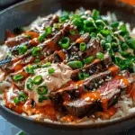 Korean BBQ Steak Rice Bowls with Spicy Cream Sauce