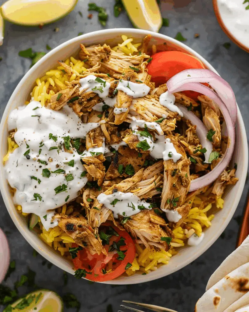 Slow Cooker Chicken Shawarma with Yogurt Sauce