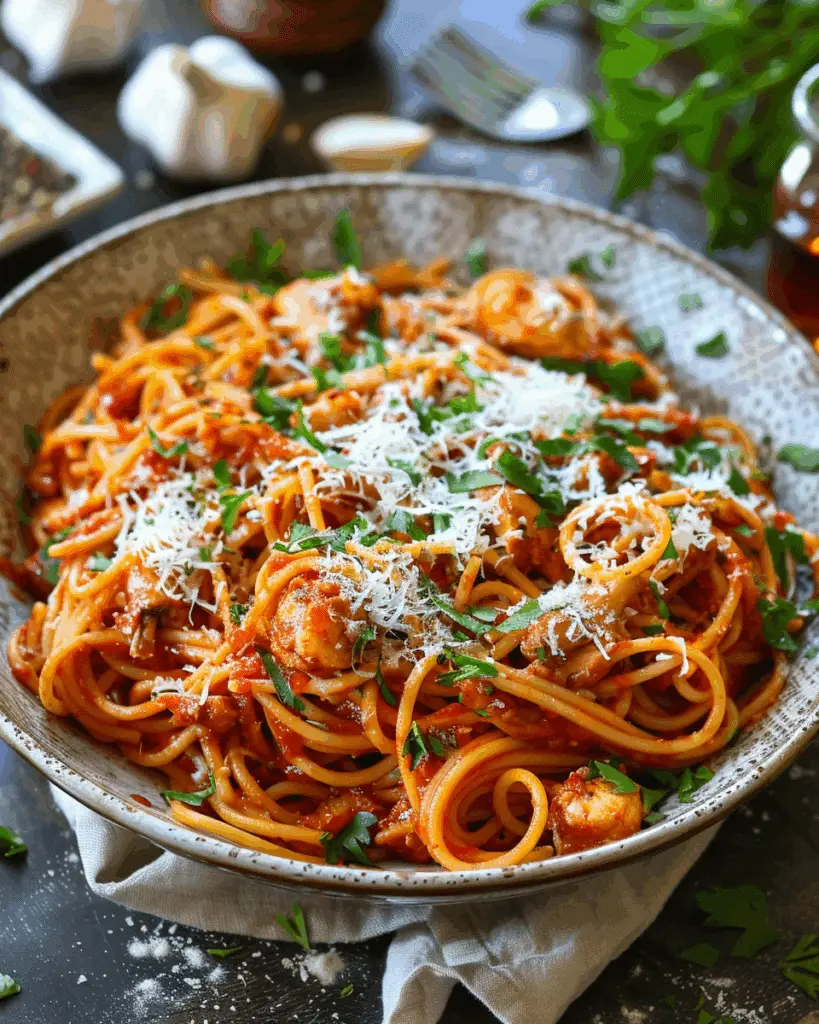 Crockpot Chicken Spaghetti