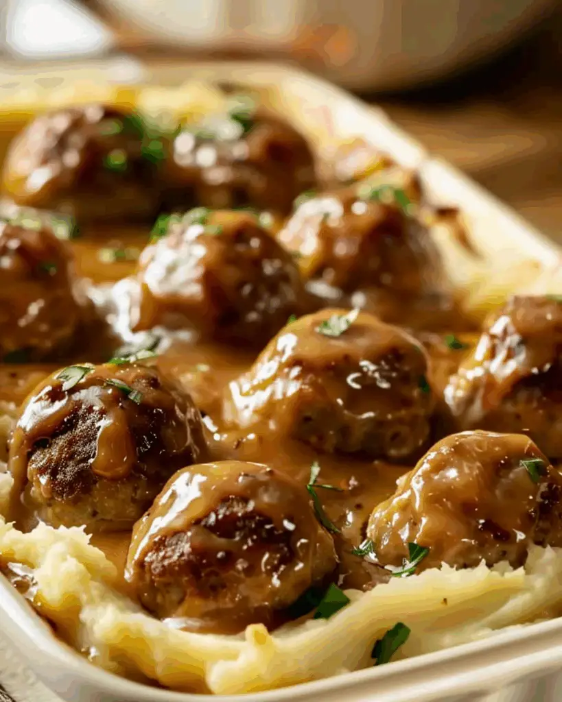 Meatball & Mashed Potato Bake