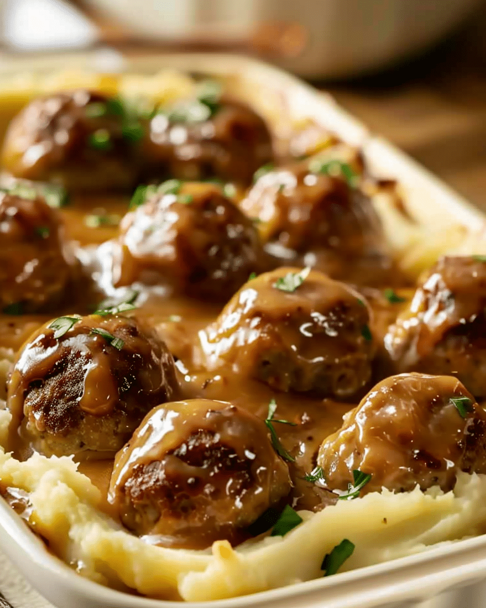 Meatball & Mashed Potato Bake