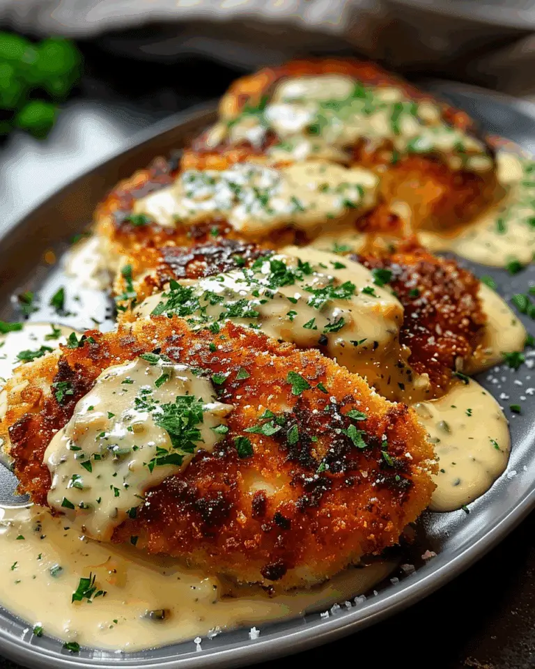 Parmesan Crusted Chicken with Creamy Garlic Sauce
