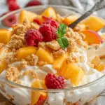 No-Bake Peach Cobbler Cheesecake Salad
