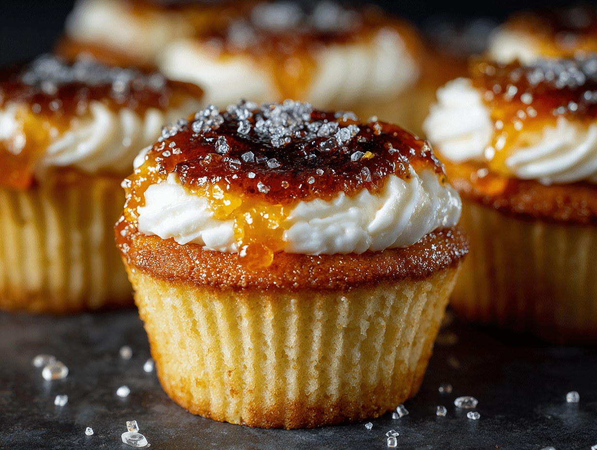 Vanilla Bean Crème Brûlée Cheesecake Cupcakes