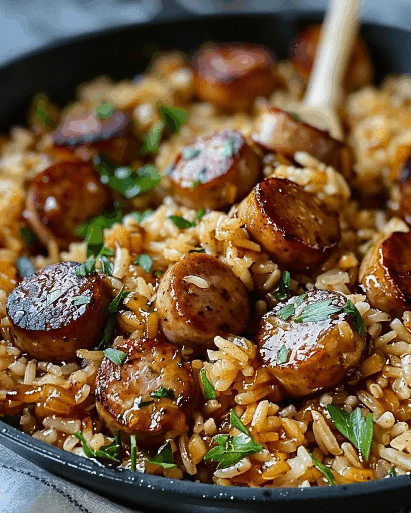 One‑Skillet Cajun Honey Garlic Sausage & Rice